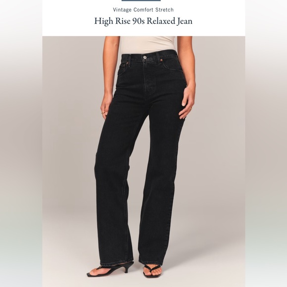 Abercrombie & Fitch 90s relaxed high rise jeans black.  26 Xshort - Picture 3 of 3